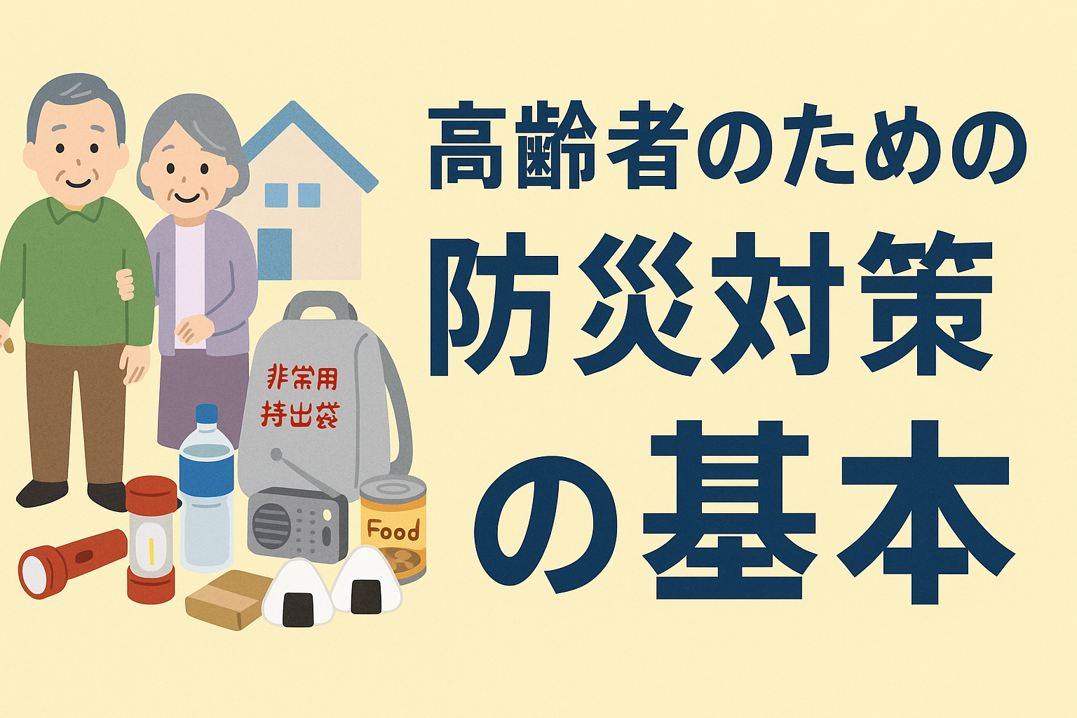 高齢者の防災対策をまとめた記事のイラスト画像