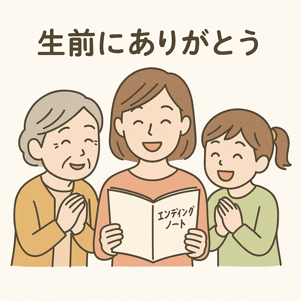 alt="スマホの中のデジタル遺品を家族が確認しているイラスト"