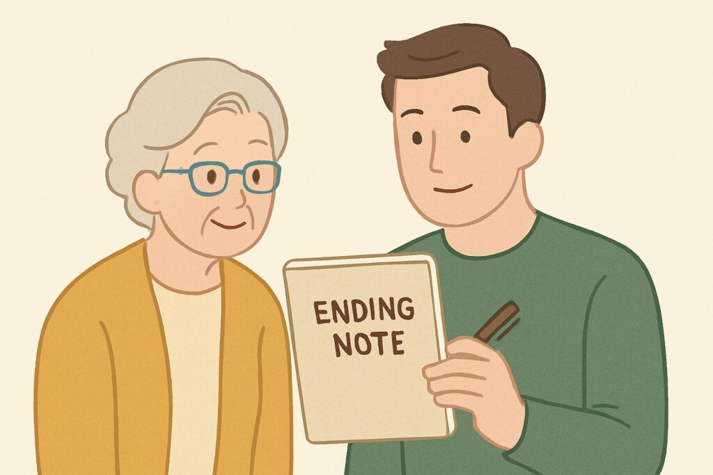 エンディングノート内容相談している絵