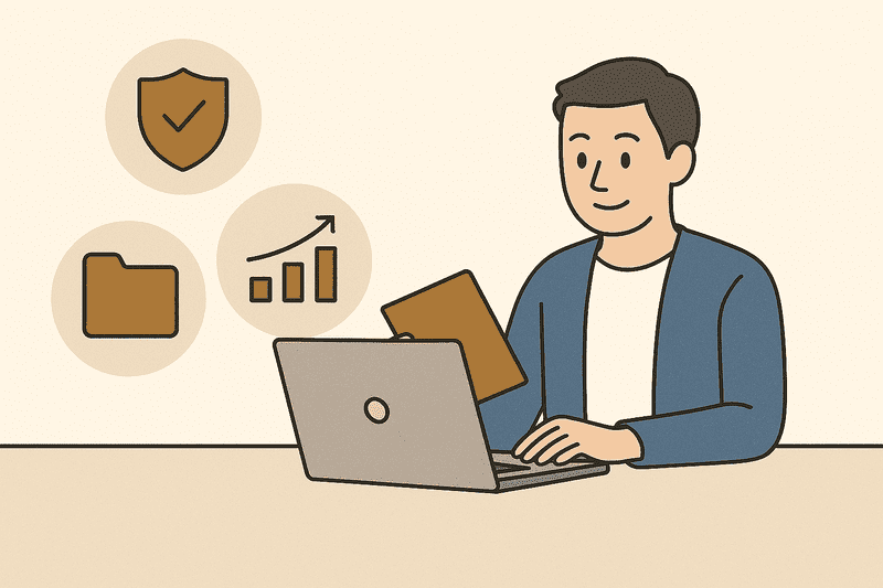 パソコンをしている男性のイラスト