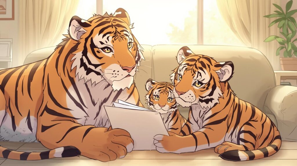 介護が始まる前後の家族とノートのある生活風景