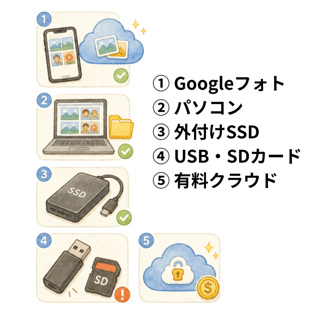 保存先5つのざっくり比較図