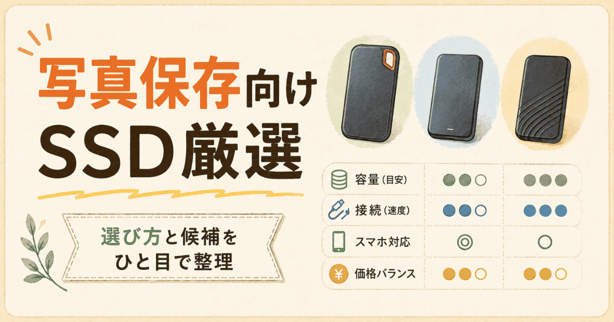 写真保存に使う外付けSSDの選び方｜1TBと2TBどっち？