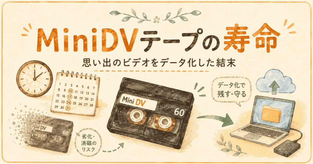 データ化して保存する流れを描いたアイキャッチ画像