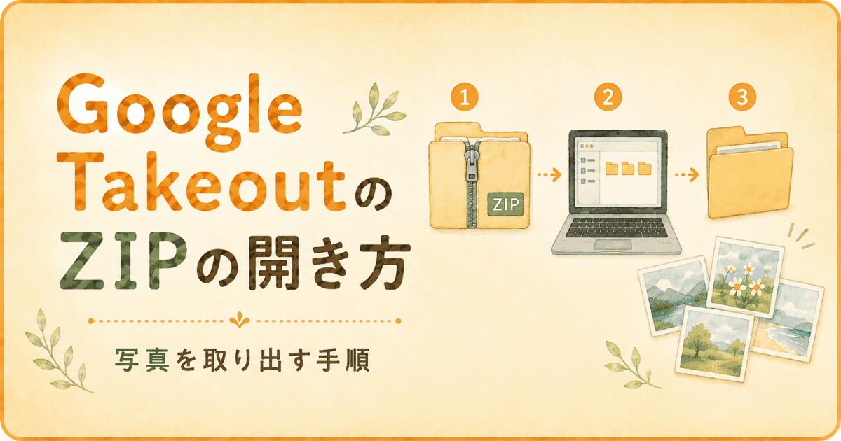 Google TakeoutのZIPファイルの開き方｜写真を取り出す手順と注意点