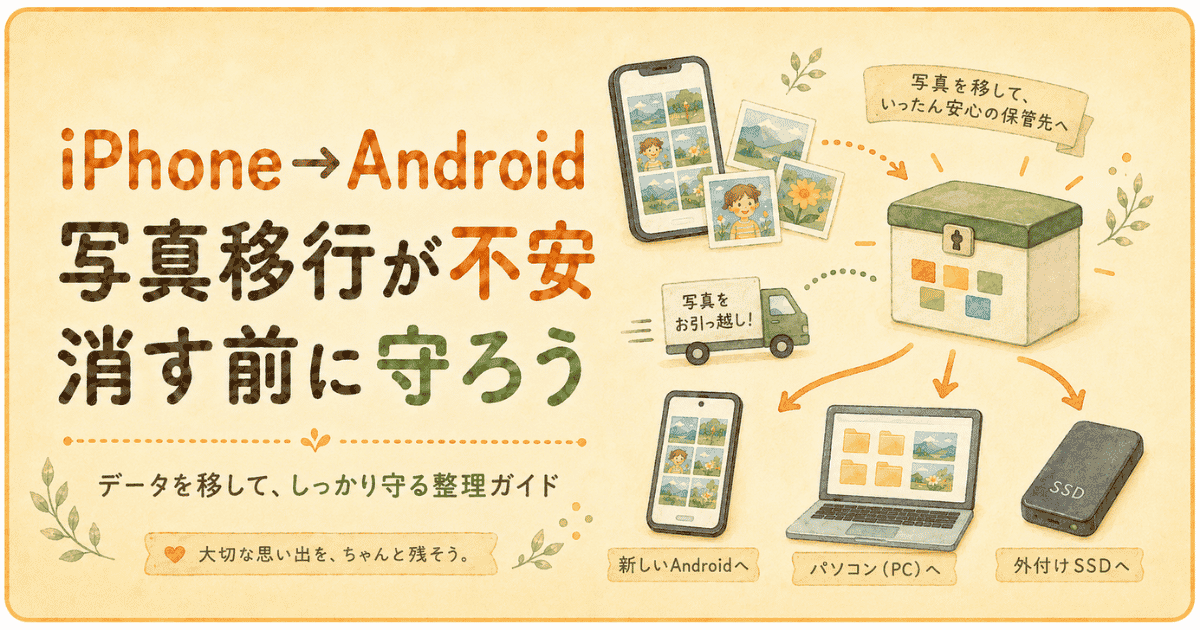 iPhoneからAndroidへ写真を移すのが怖い人へ｜Googleフォトで先に守ろう