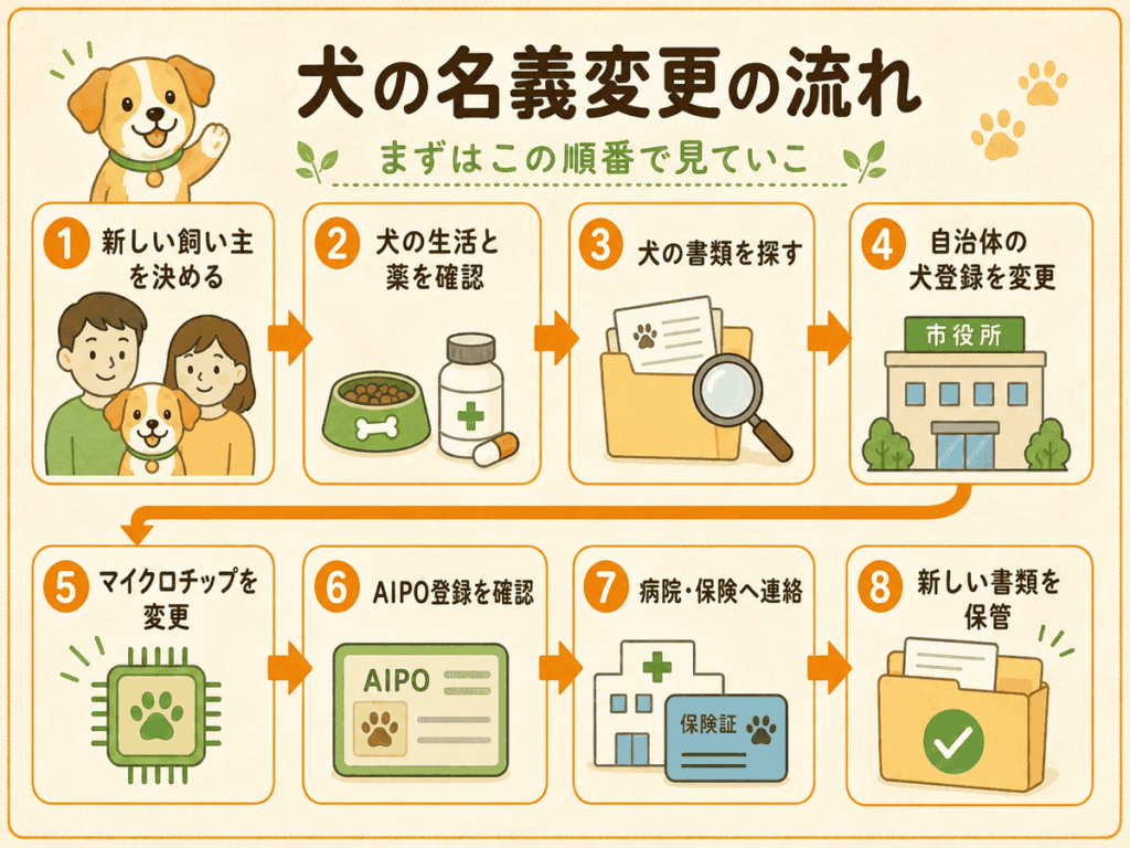 飼い主が亡くなった犬を家族が引き継ぐ時の名義変更と手続き8ステップ